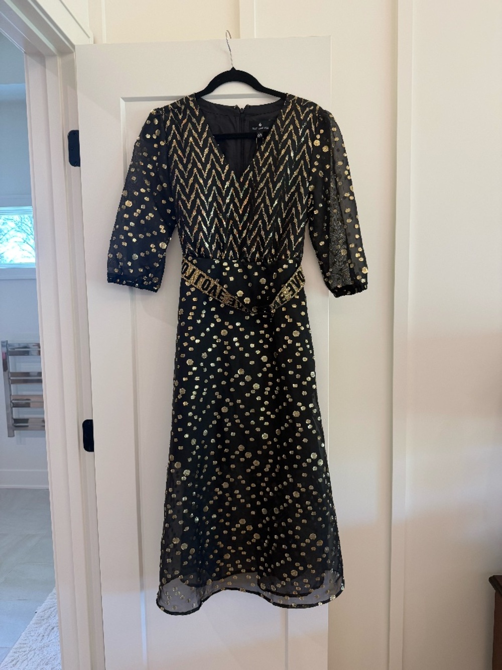 Emily LoveLock Black and Gold Dress - Size Small